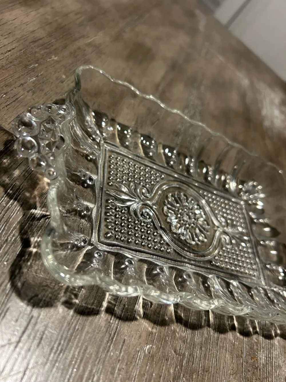 Vintage (ca 1956) Anchor Hocking Rectangular Pressed Glass Relish Dish #156 EUC